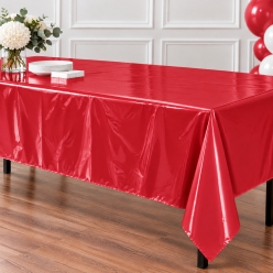 Red Premium Rectangular Plastic Table Cover 54